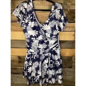 Eagerbuy One Piece Swimsuit Dress Navy/White Size 2XL